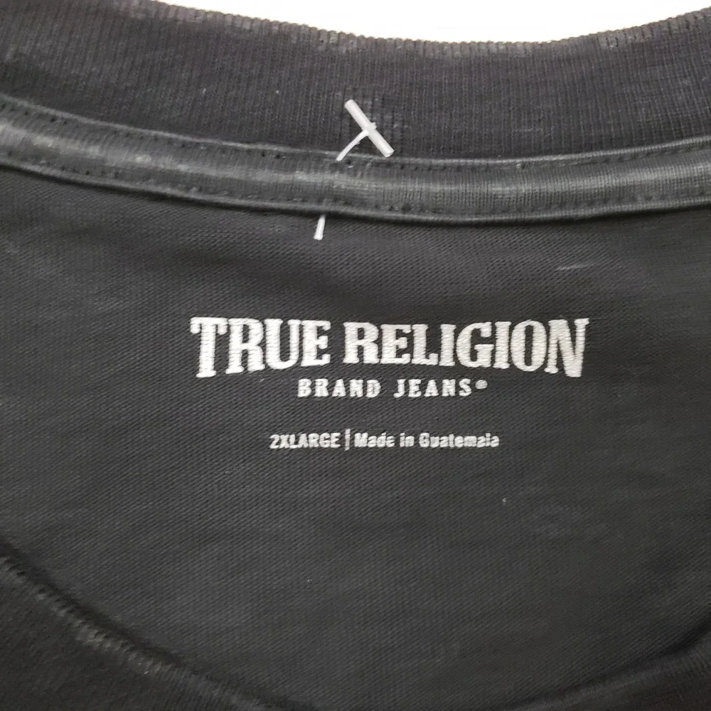 True‎ Religion Shirt Mens 2XL XXL Black Red Flame Short Sleeve Casual Adult